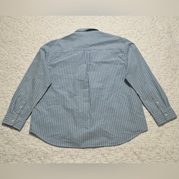 Chaps Men’s XXL Basic Blue/Green Striped Long Sleeve Cotton Button Downn Shirt - Picture 10 of 10